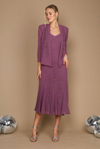 Plus Size Long Mother Of The Bride Dress: Dark Rose / 14W