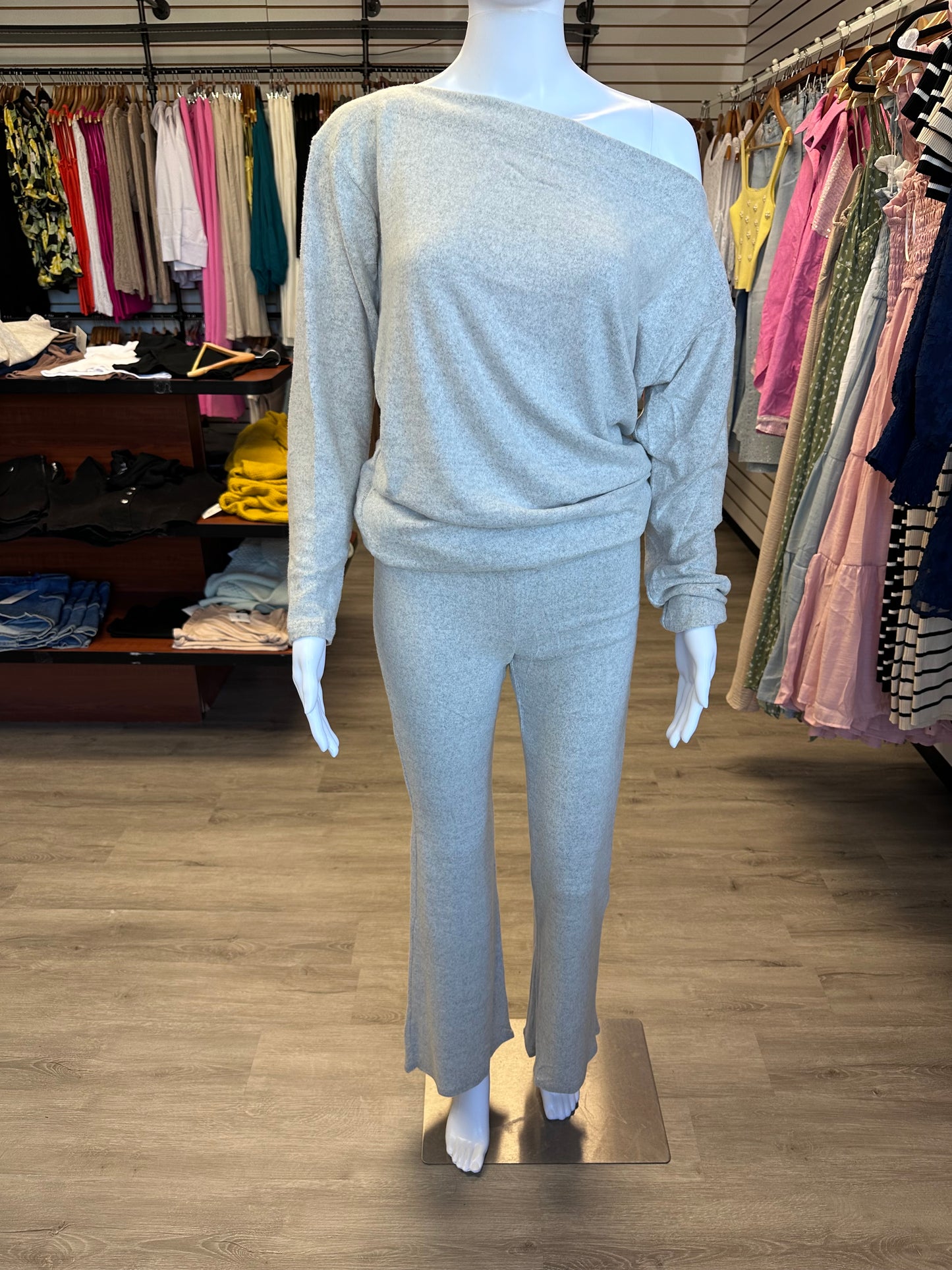 Gray Long Sleeve 2 Piece Lounge Set