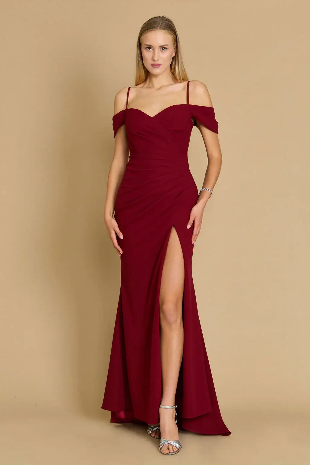 Long Formal Off The Shoulder Wrap Evening Dress