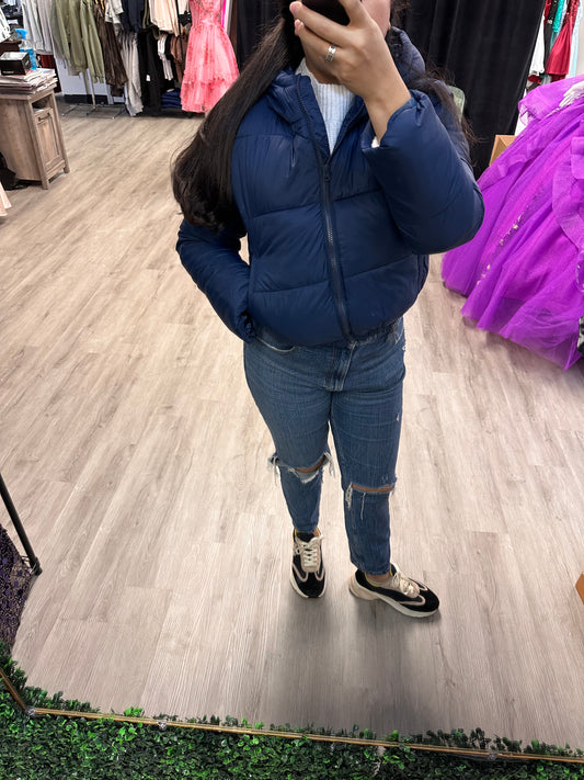 Cropped Hooded Puffer Jacket
