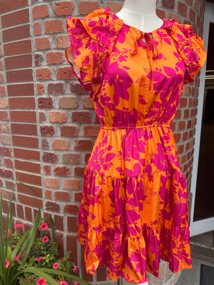 Pink & Orange Floral Dress
