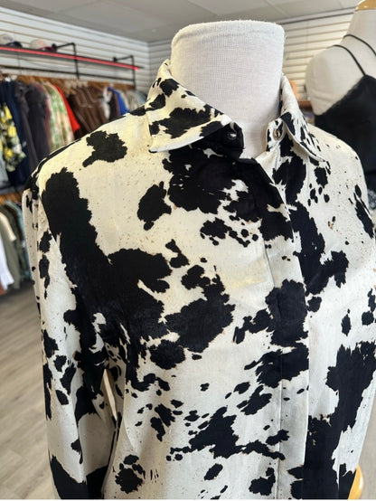 Western Cow Print Buton Down Blouse
