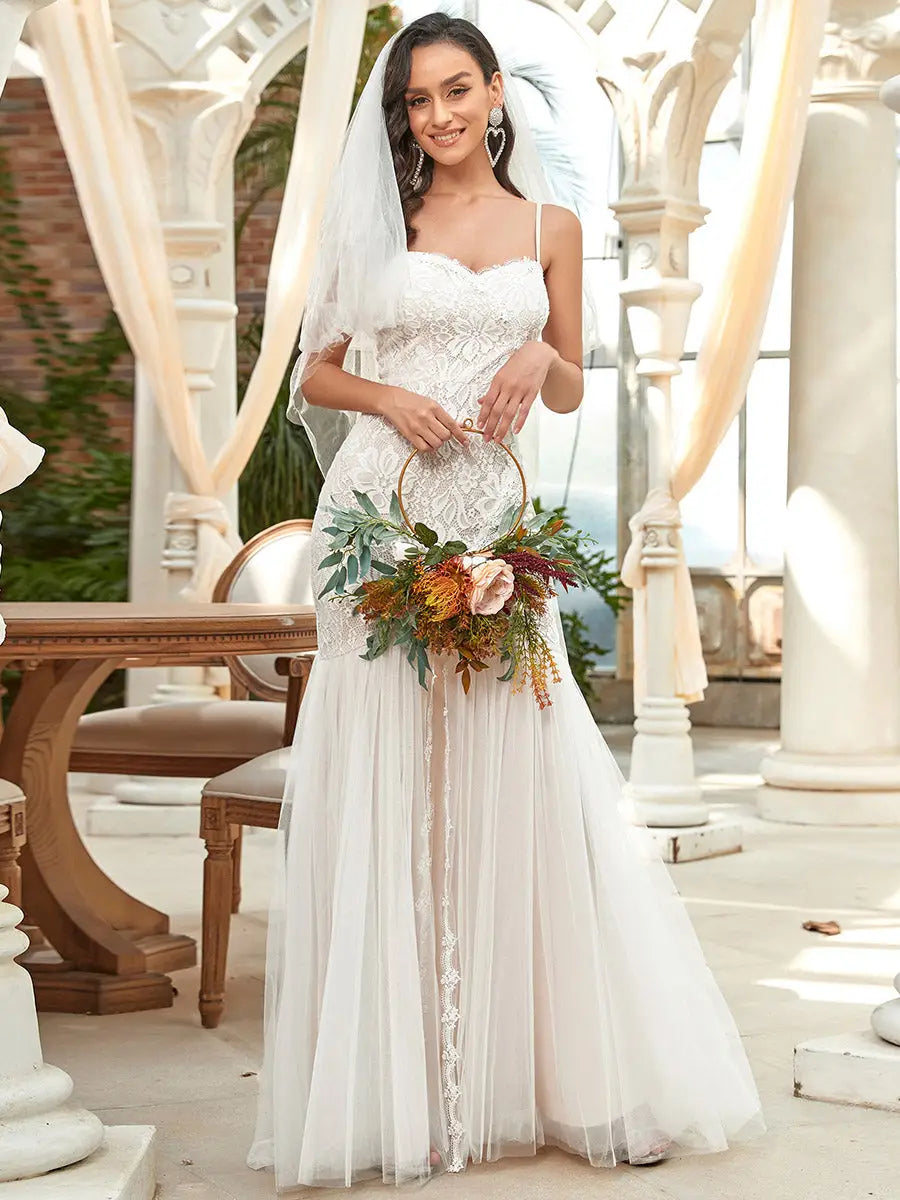 Sleeveless Sweetheart Neck Split Wedding Dress