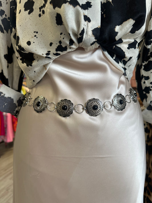 Black & Silver Western Belt