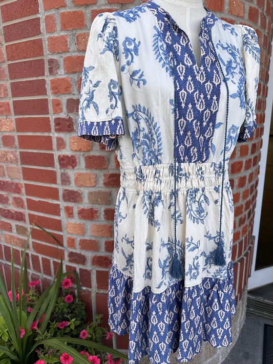Blue Boho Casual Dress