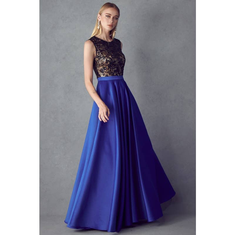 Two Tone Sequin Bodice Ball gown Dress