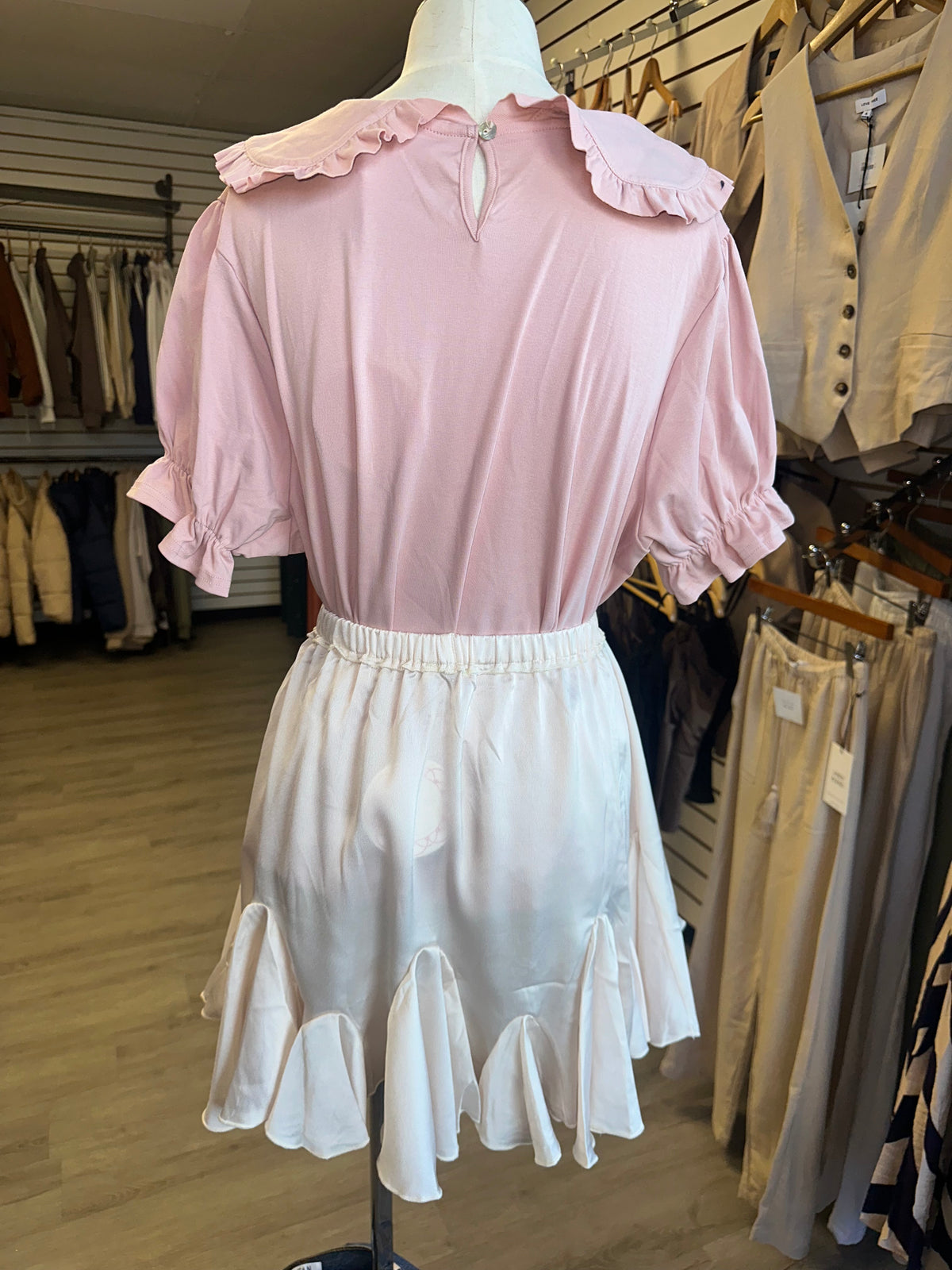Umgee Light Beige Flowy Skirt