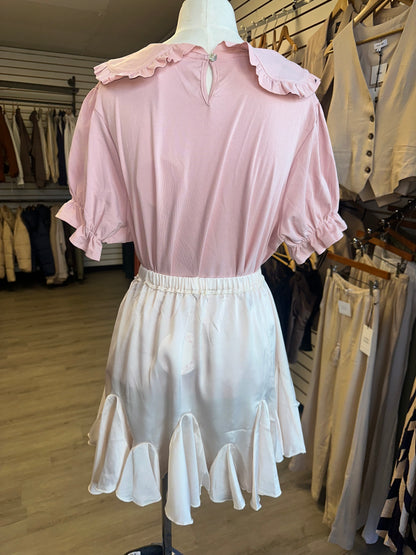 Umgee Light Beige Flowy Skirt