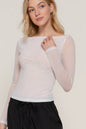 Long Sleeve Boat Neck Double Layer Mesh Top
