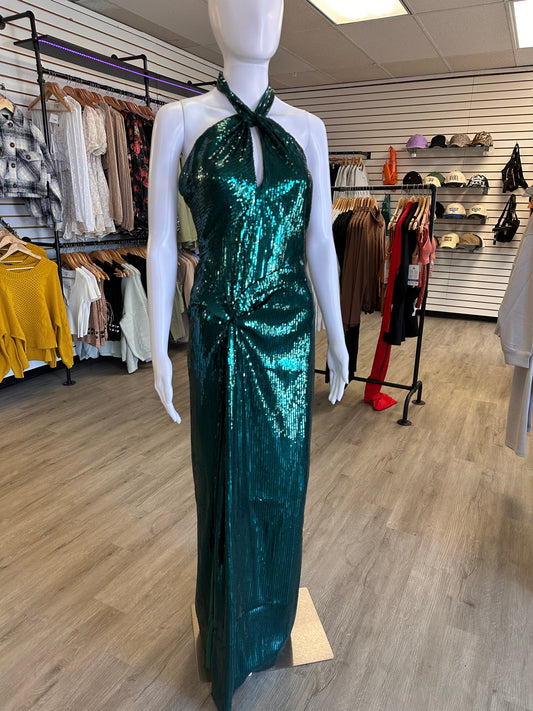 Green Sequin Formal Dress