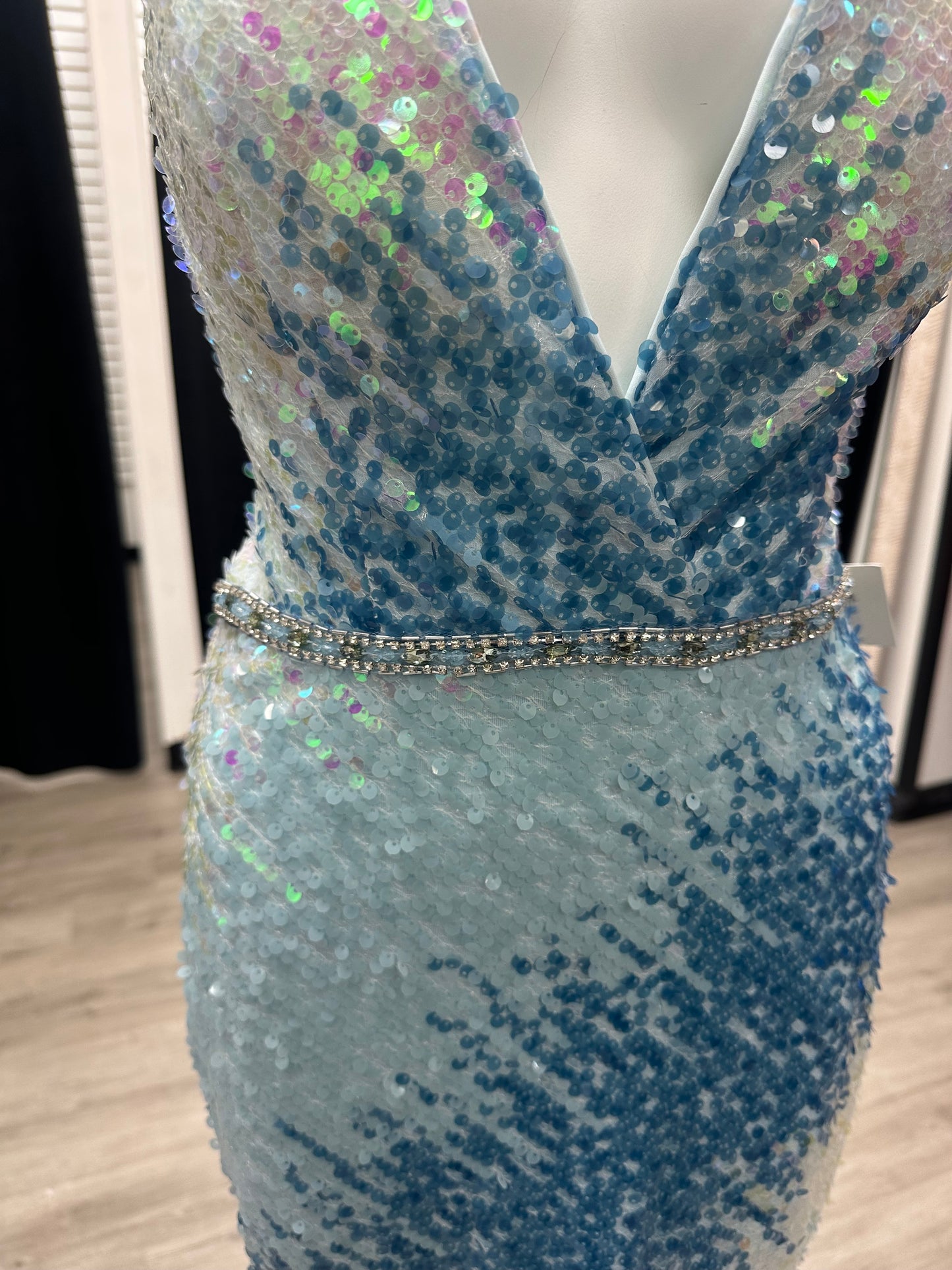 Blue Ombré Sequin Dress