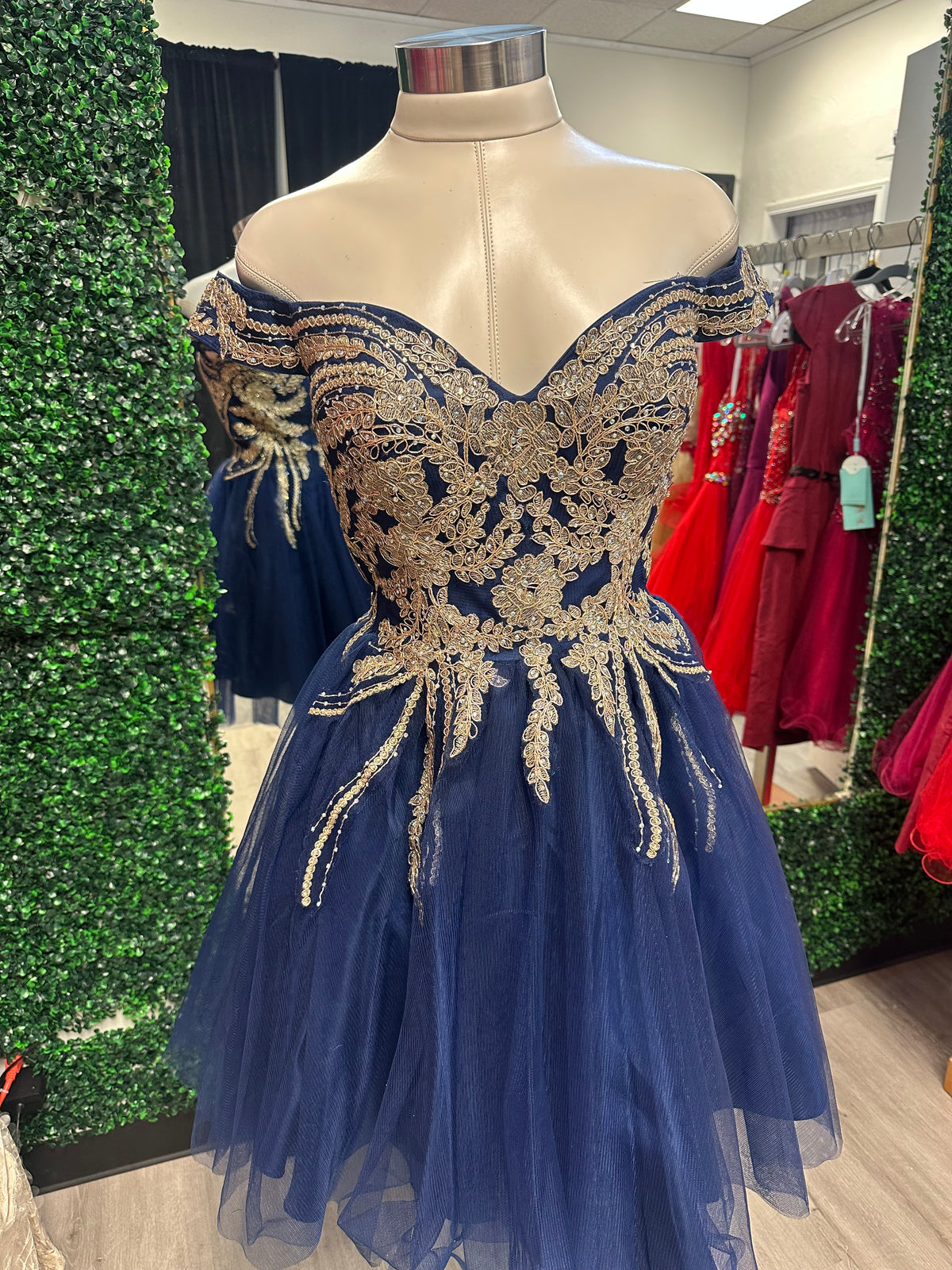 Blue and Gold Embroidered Dress
