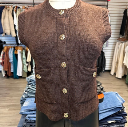 Brown Knit Sweater Vest