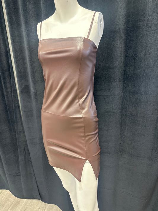 Faux Leather Fitted Mini Dress