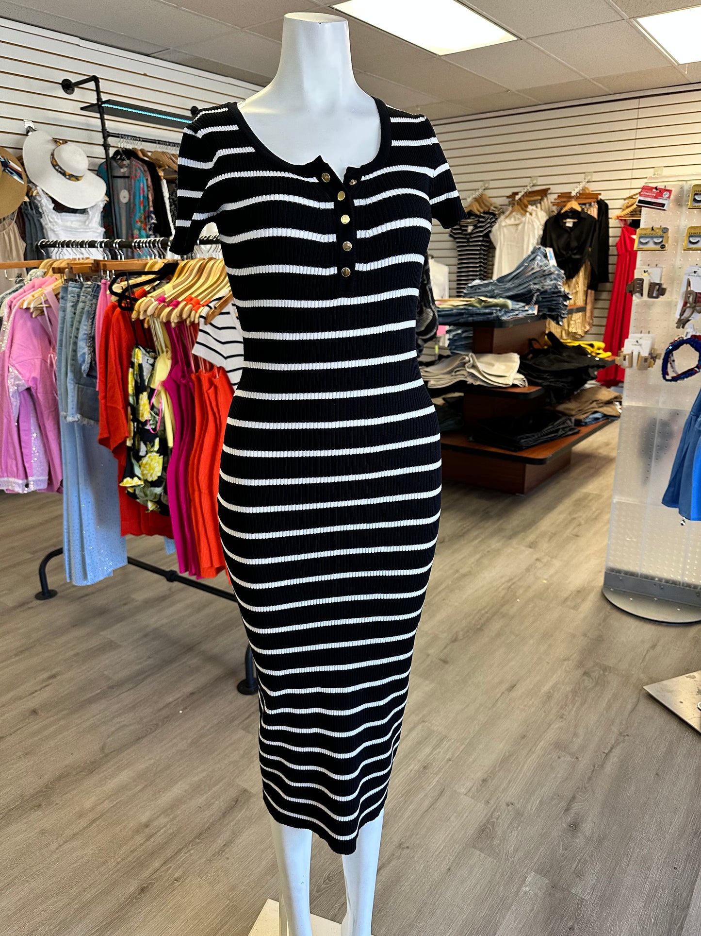 Striped Midi Bodycon Dress