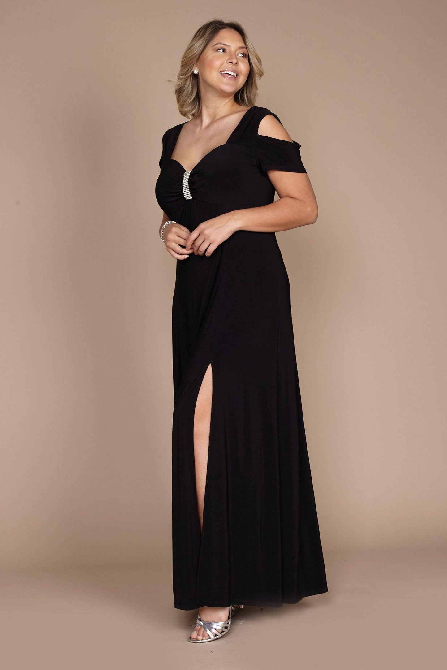 Long Plus Size Formal Evening Dress in Navy