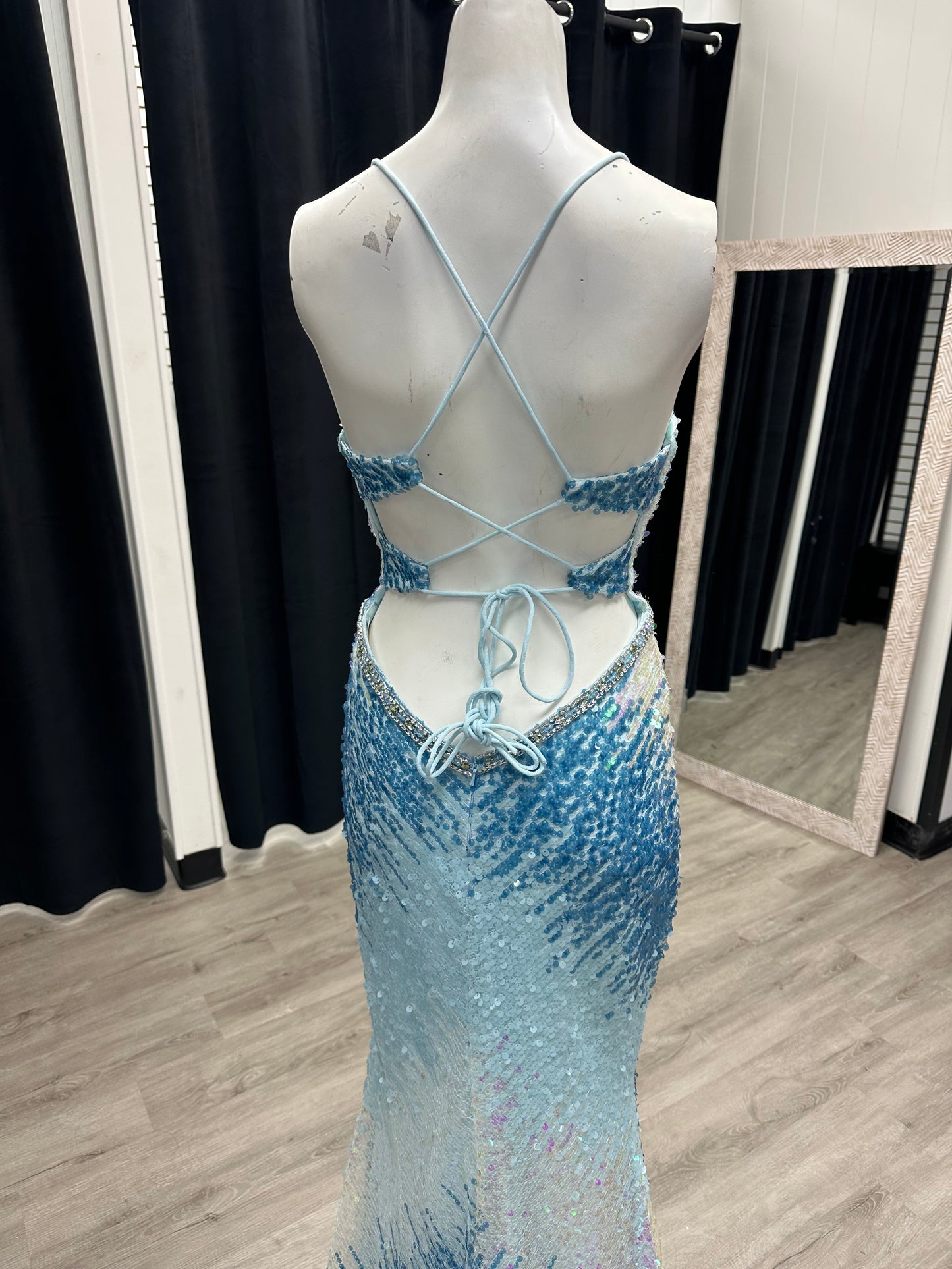 Blue Ombré Sequin Dress