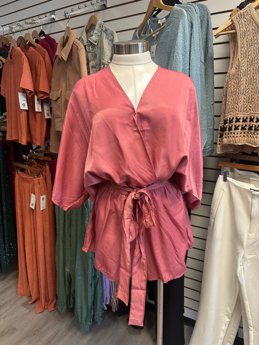 Satin V Neck Wrap Romper