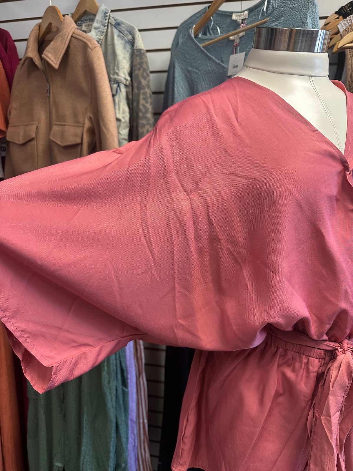 Satin V Neck Wrap Romper