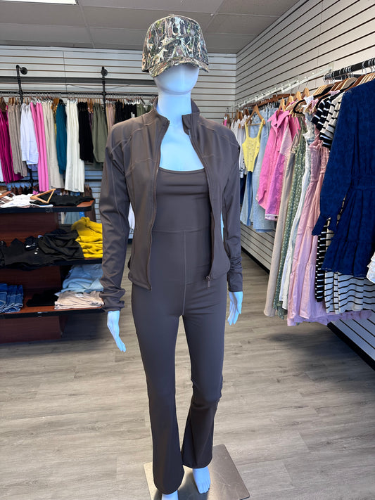 Brown Flare Jumpsuit