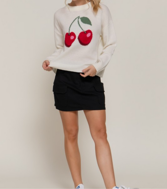 Cream Cherry Sweater