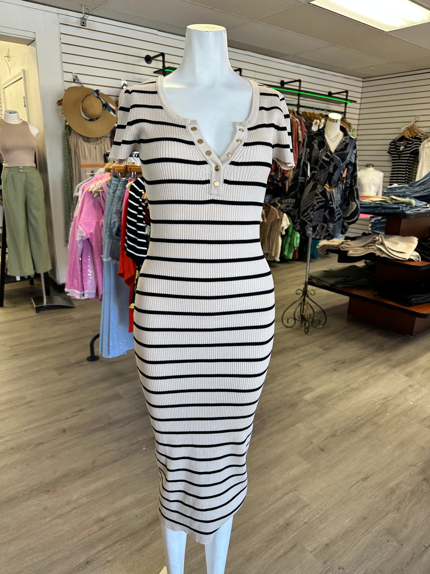 Striped Midi Bodycon Dress
