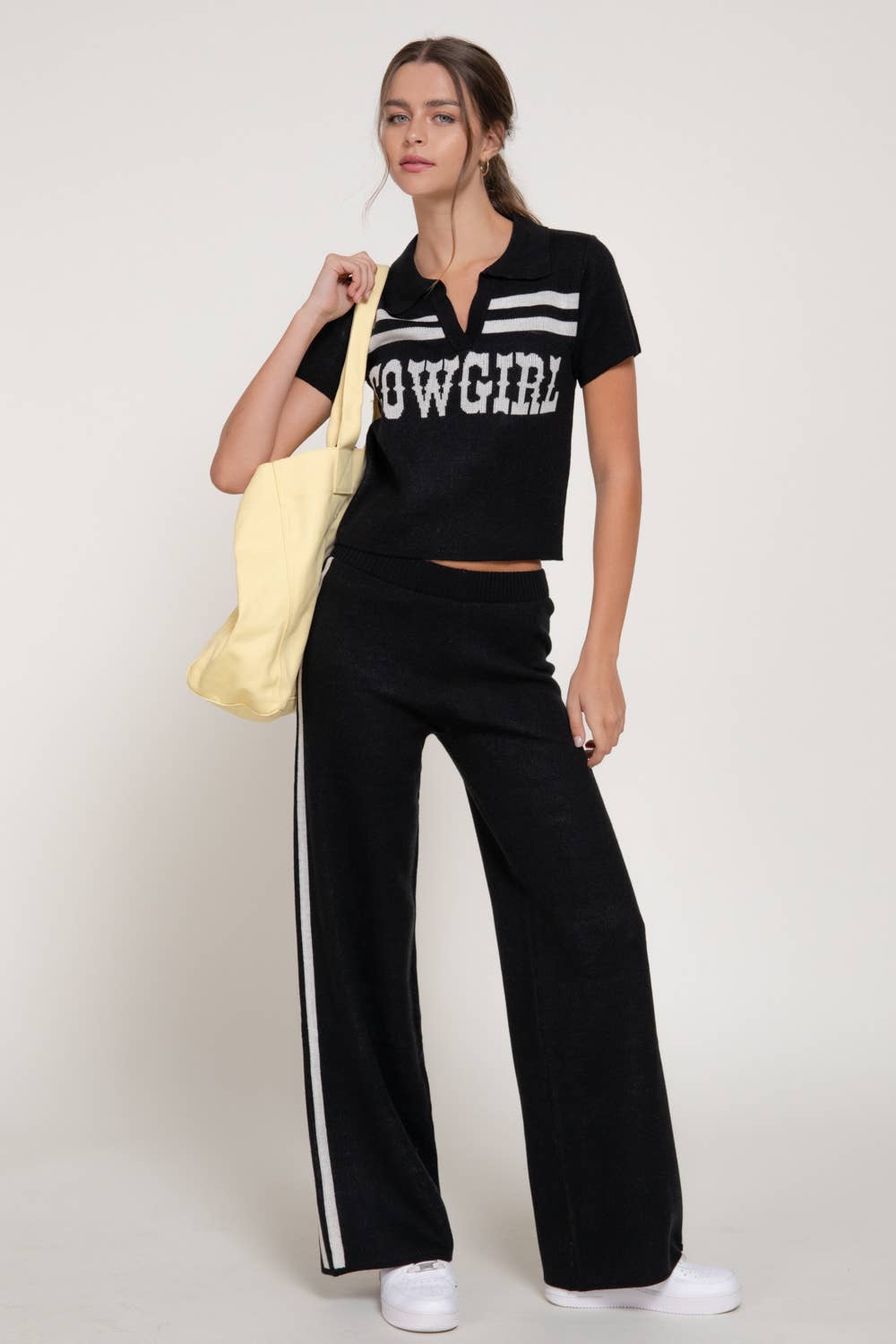 Cowgirl Front Short Sleeve polo Knit Top