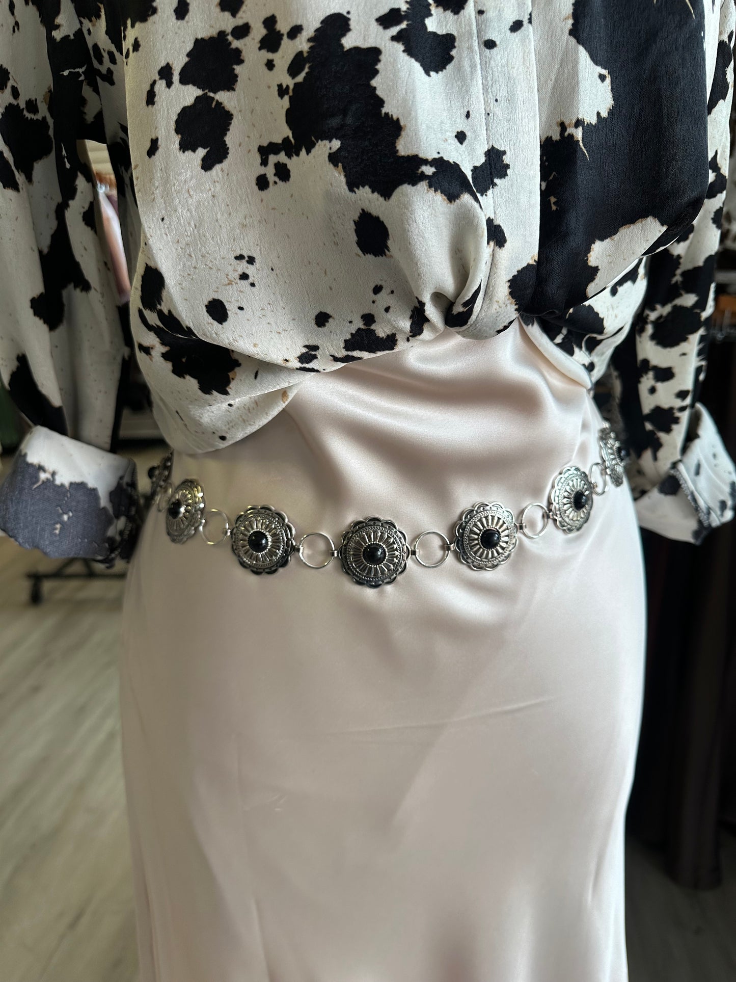 Black & Silver Western Belt