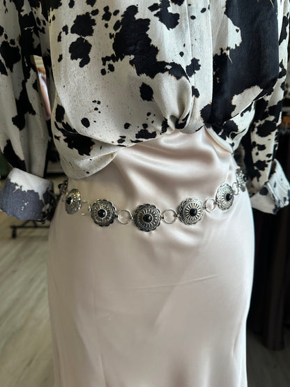 Black & Silver Western Belt