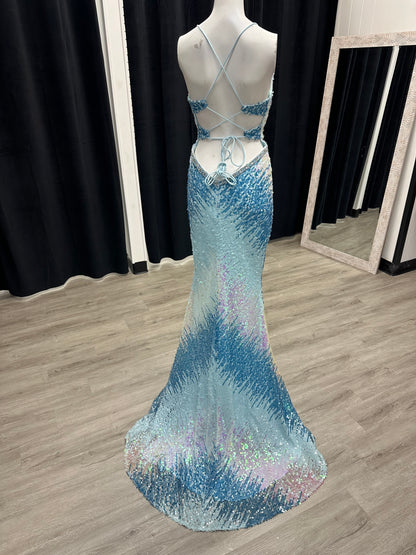 Blue Ombré Sequin Dress