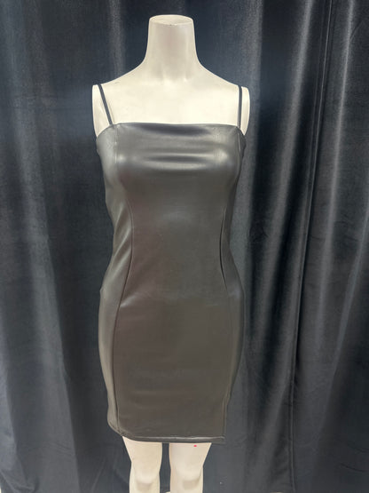 Faux Leather Fitted Mini Dress