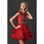 Lace Applique Bodie Short Red Dress