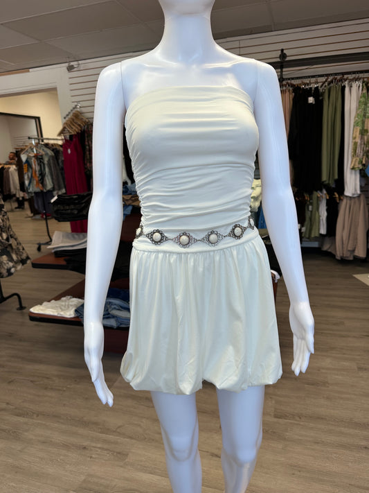 White Strapless Bubble Dress