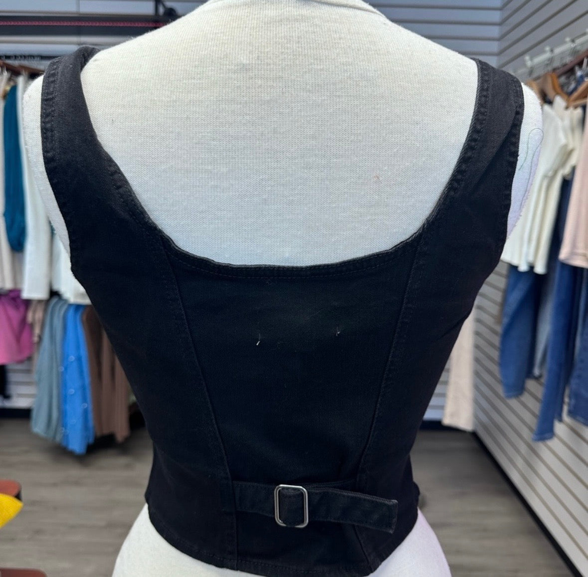 Square Neck Black Denim Corset