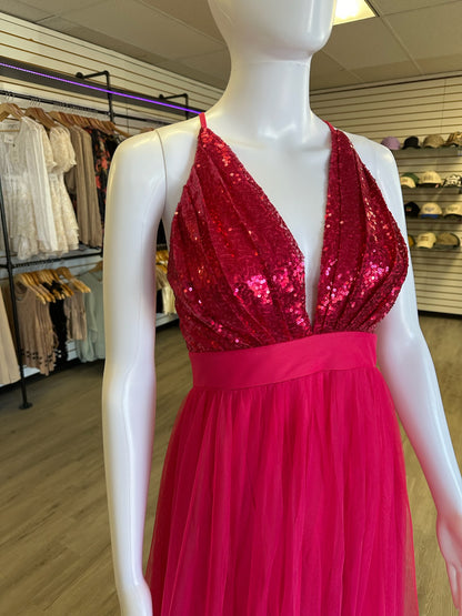 Pink Maxi Sequin Dress