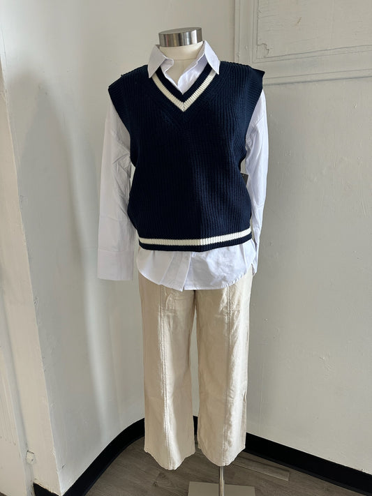 The Navy Blue Knit Sweater Vest