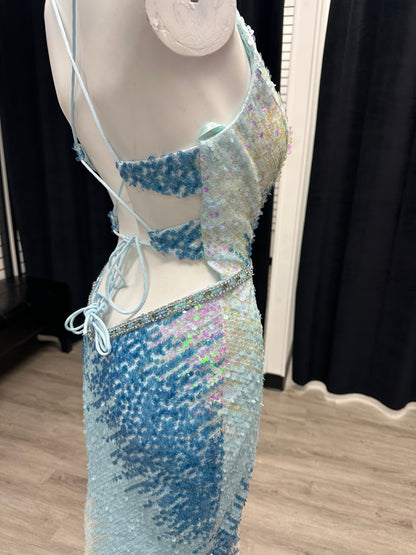 Blue Ombré Sequin Dress