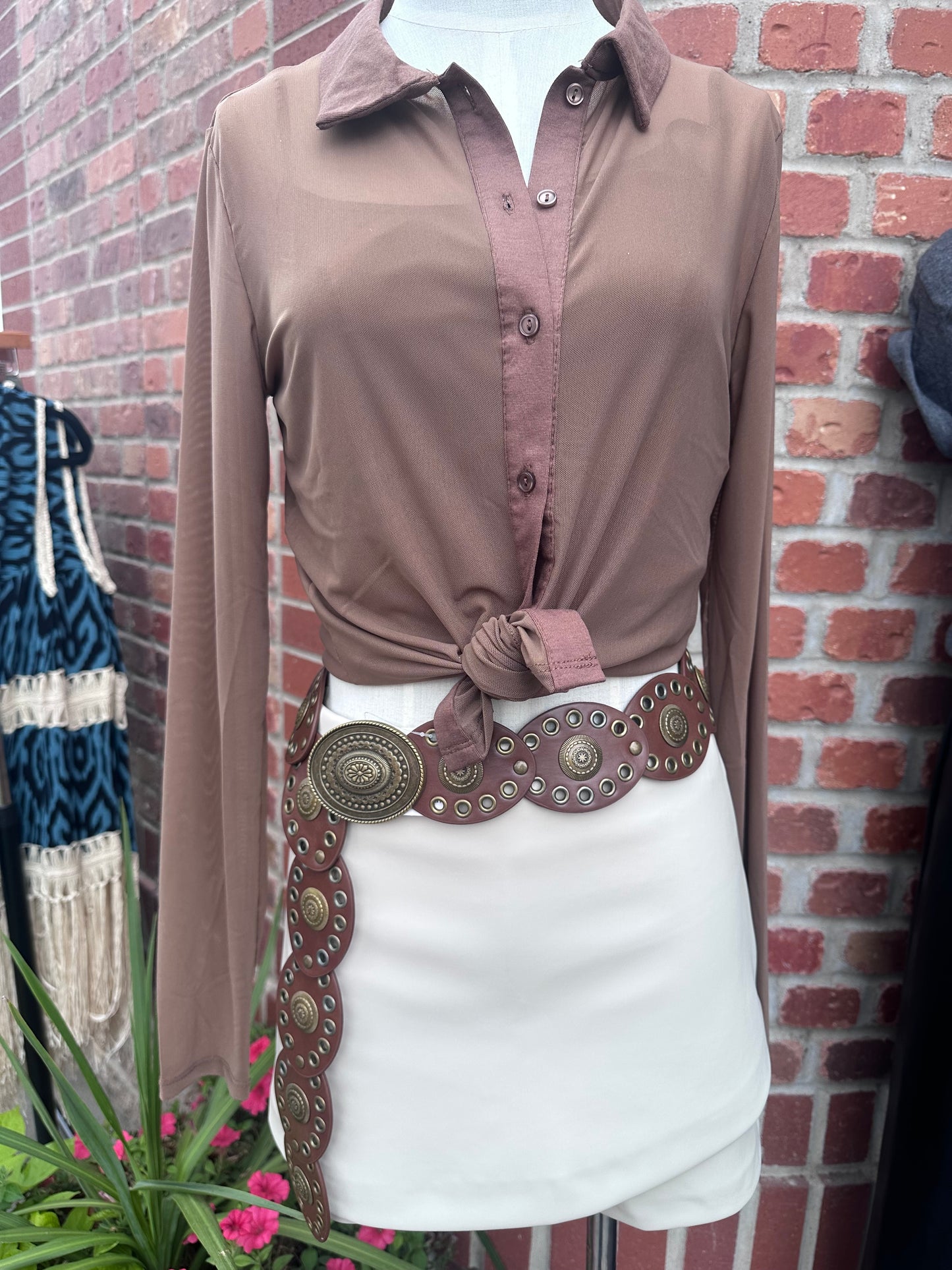 Faux Leather Large Western Boho Belt