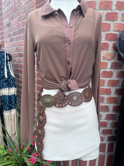 Faux Leather Large Western Boho Belt