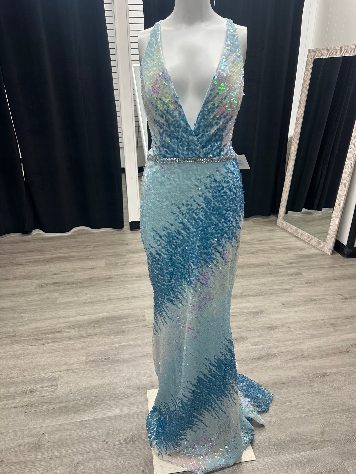 Blue Ombré Sequin Dress
