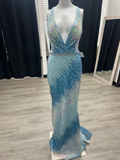 Blue Ombré Sequin Dress
