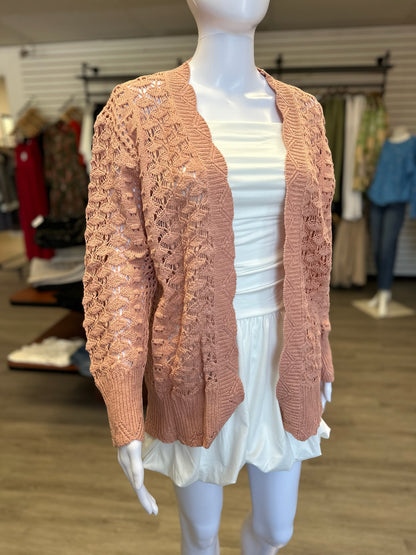 Pink Knit Open Cardigan