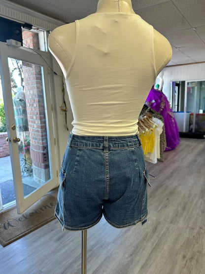 Denim Stretch Wrap Skort