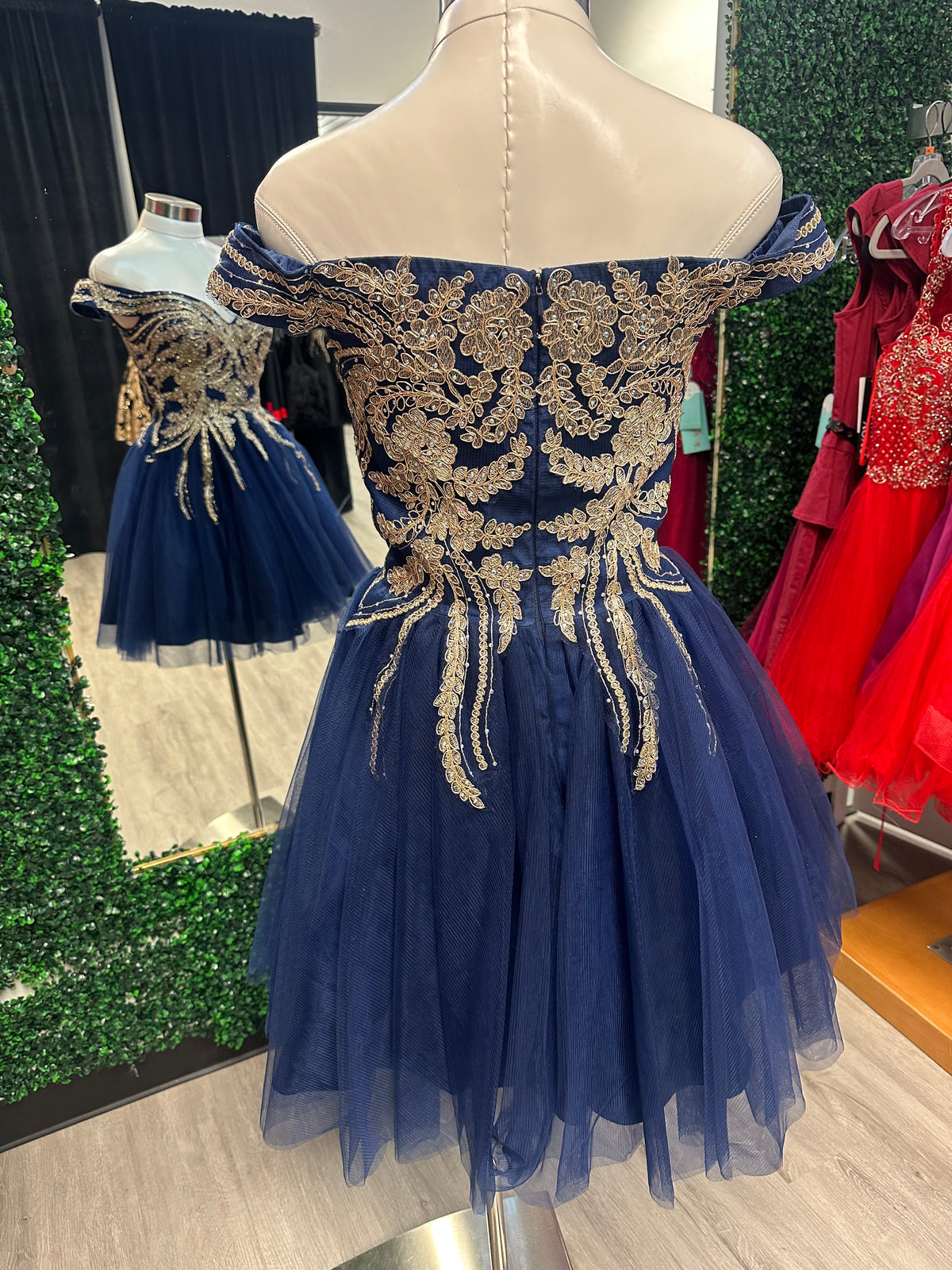 Blue and Gold Embroidered Dress