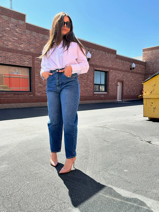 High Waist Medium Wash Mom Jeans