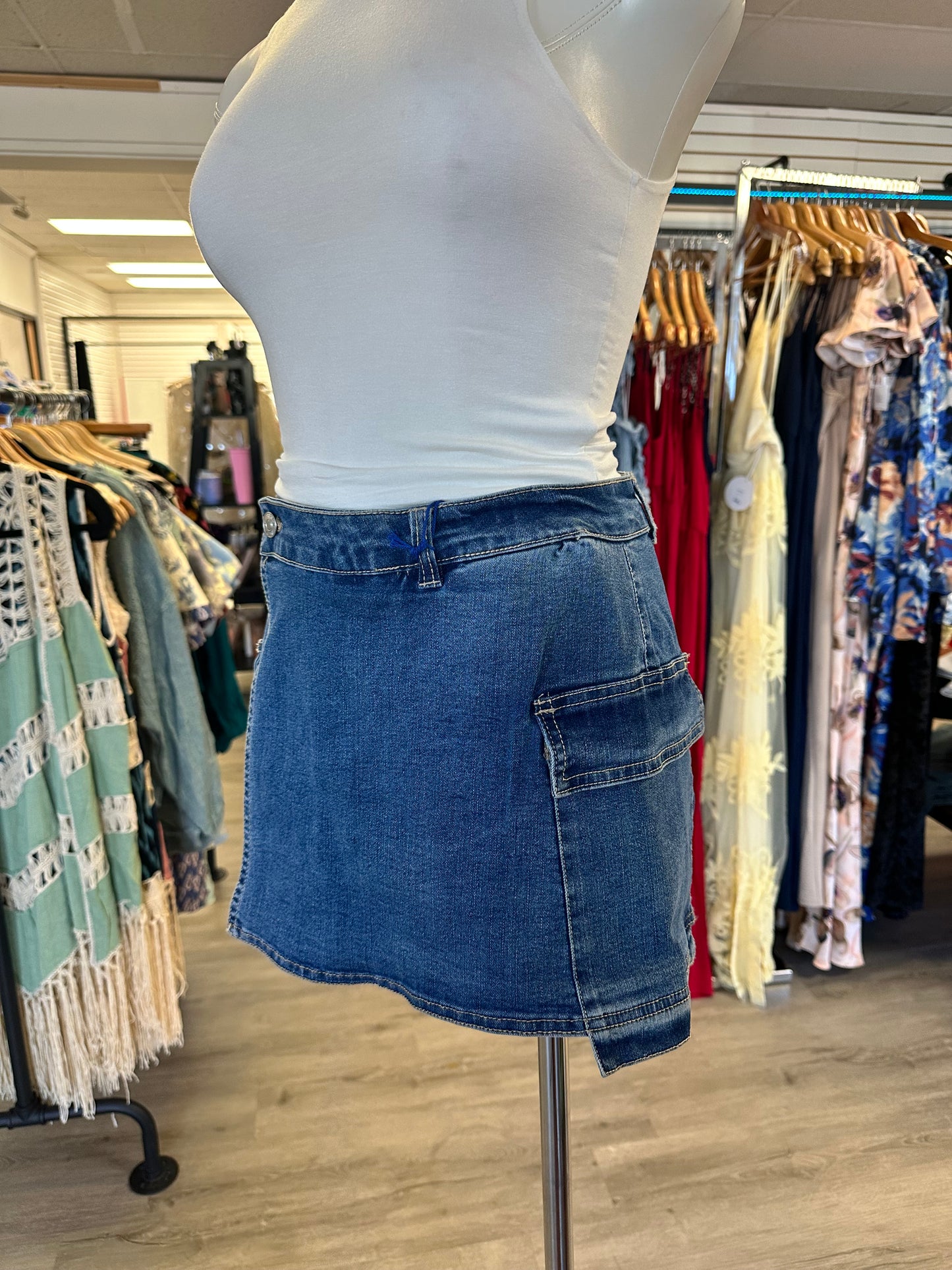 Denim Stretch Wrap Skort