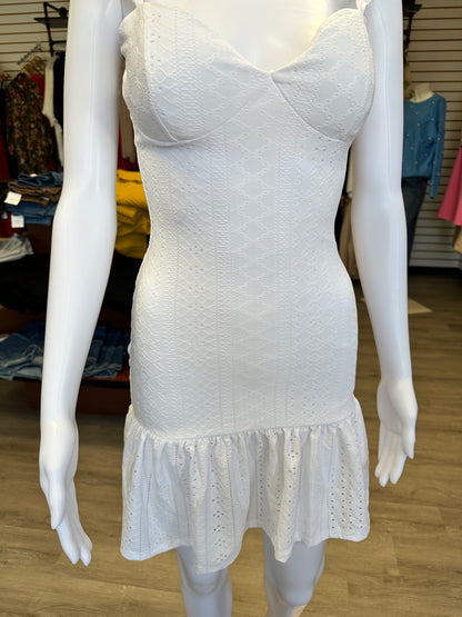 White Drop Waist Eyelet Dress