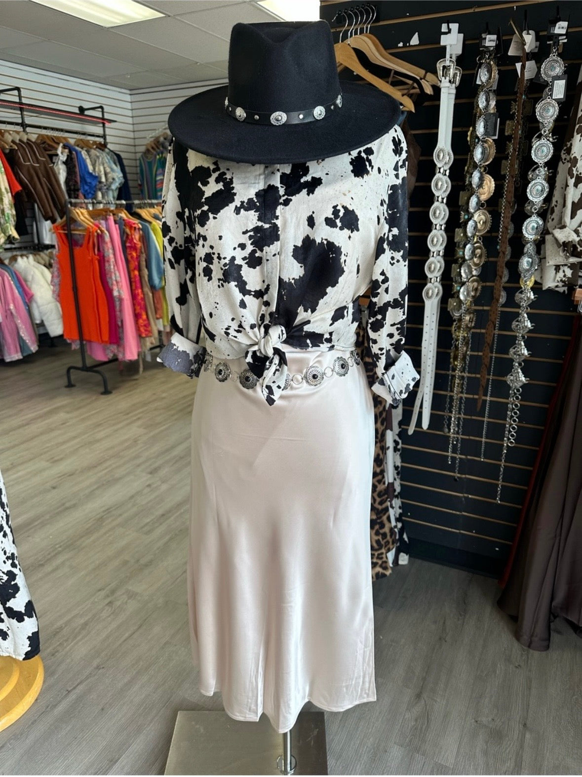 Western Cow Print Buton Down Blouse