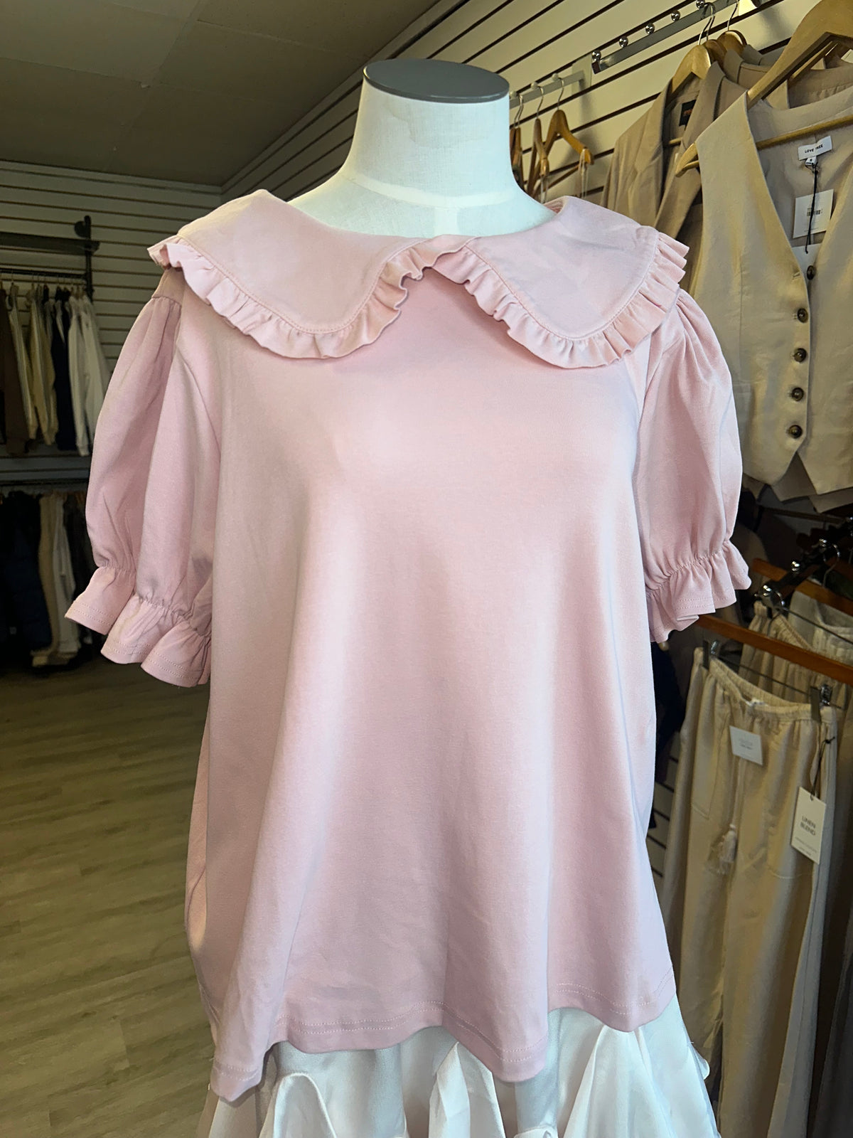Umgee Light Pink Collared Blouse