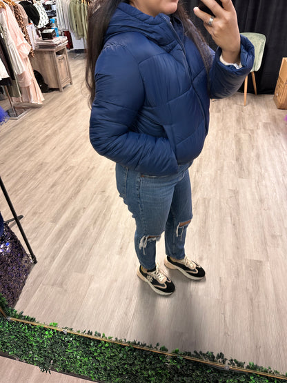 Cropped Hooded Puffer Jacket